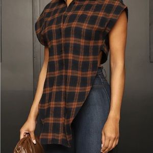 COPY - Asymmetrical Top - Brown/Navy